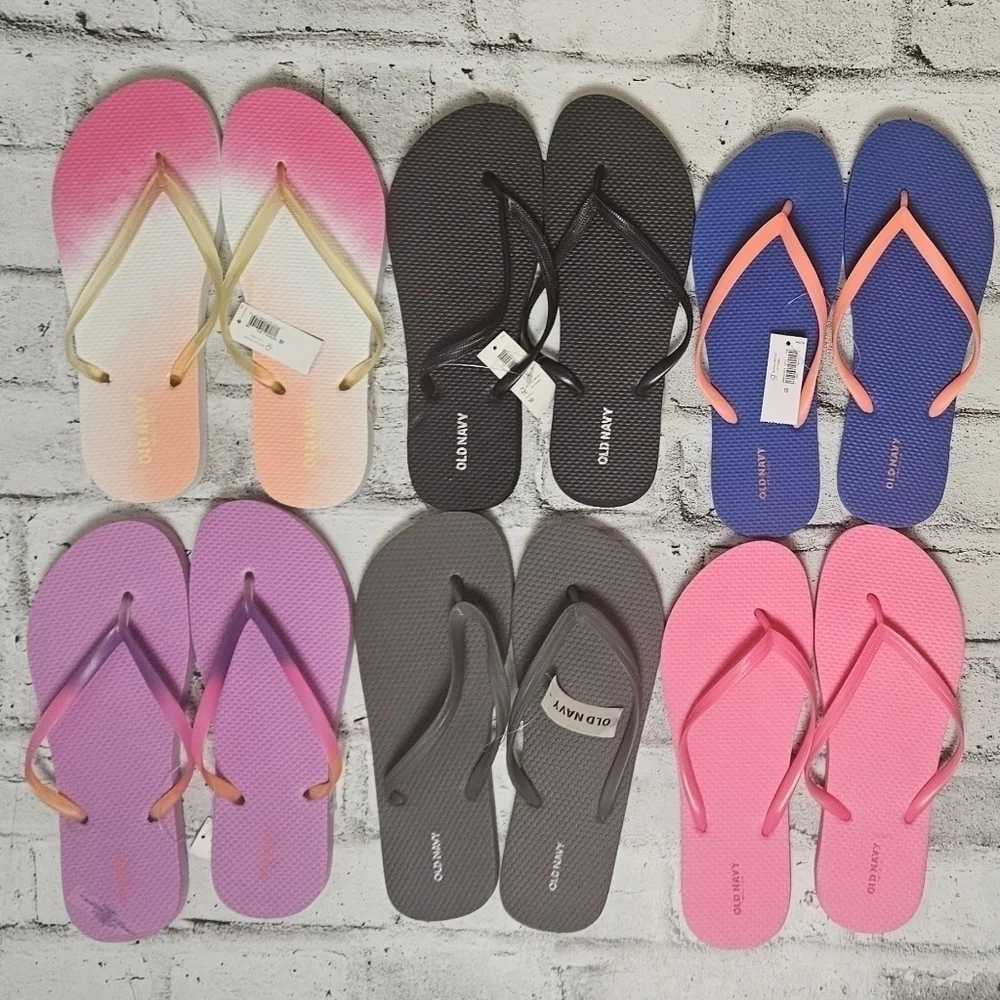 6 Pairs Womens Flip Flops Size 9/10 Old Navy NWT Summer Bundle - Picture 2 of 10